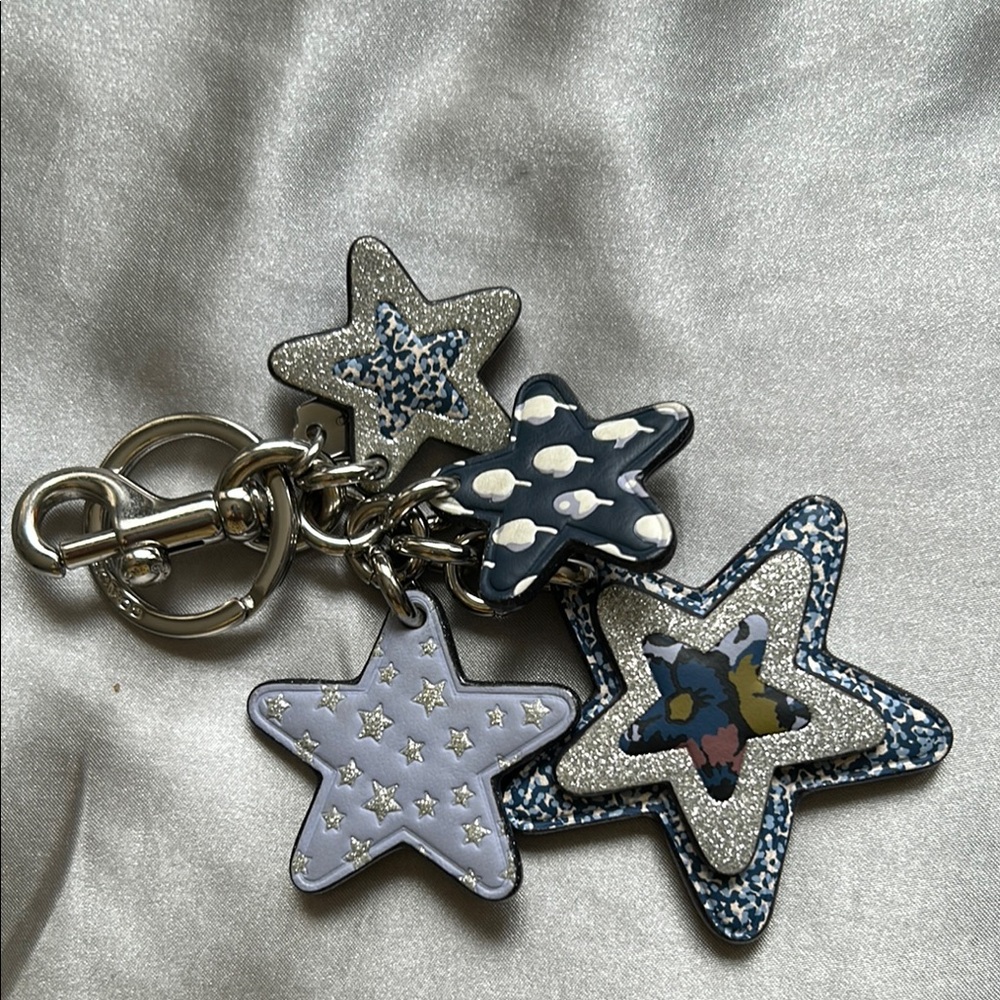 Star-Shaped Keychain with Glitter Accents
